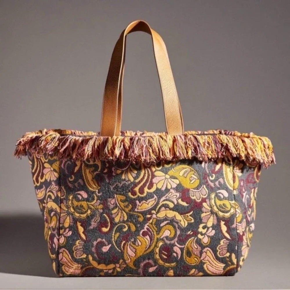 NWT Anthropologie Canvas Swirl Tote